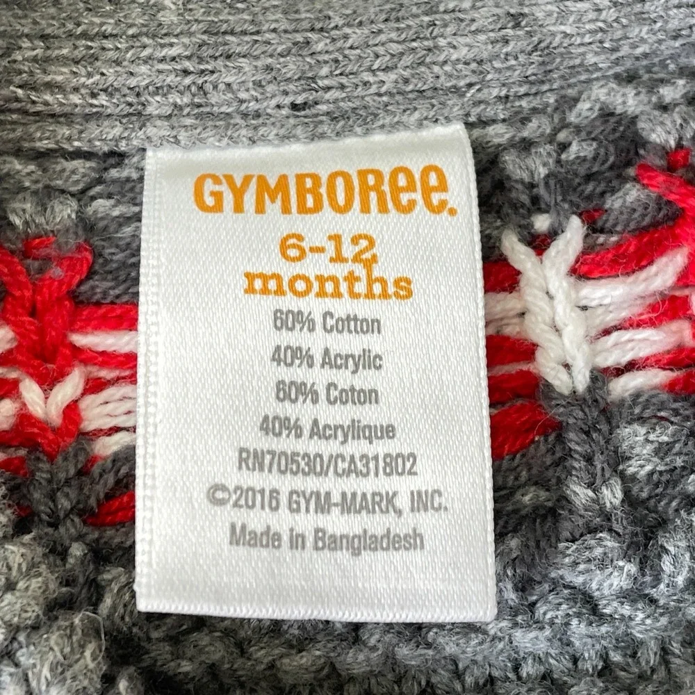 Gymboree Baby Boys 6-12 Months Gray Fair Isle Snowflake Knit Pullover Sweater